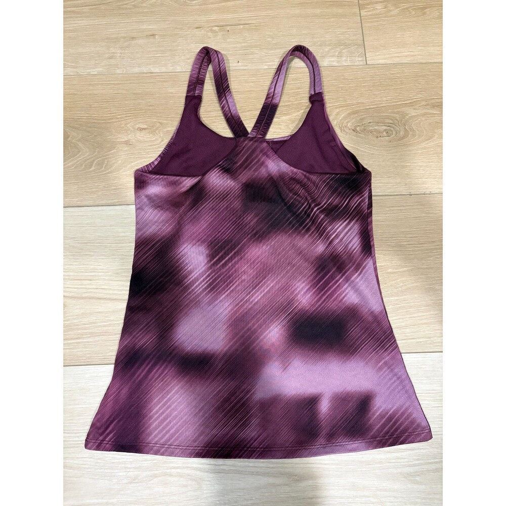 Athleta Purple Mesh Print Ombre Activewear Tank Built-in Bra Workout Top Small - Picture 4 of 8